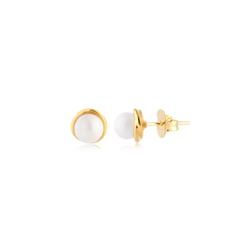 Brinco Redondo Perolado Folheado a Ouro 18k