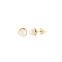 Brinco Redondo Perolado Folheado a Ouro 18k