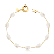 Pulseira Pérola Amassada Folheada a Ouro 18k