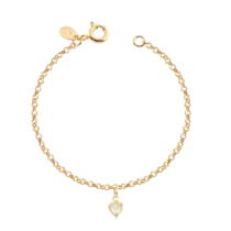 Pulseira Infantil Coração em Zircônia Folheada a Ouro 18k