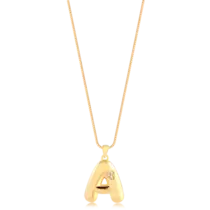 Gargantilha Letra Lisa Detalhe Coração Zircônia Folheado a Ouro 18k