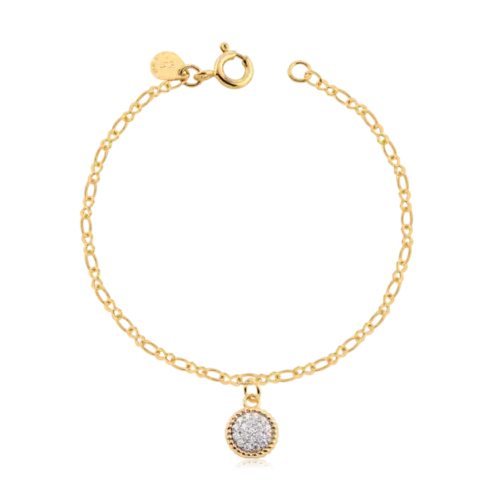 Pulseira Infantil Pingente Cravejado Folheado a Ouro 18k
