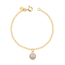 Pulseira Infantil Pingente Cravejado Folheado a Ouro 18k