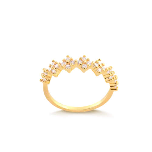 Anel Flores Zircônia Cristal Folheado a Ouro 18k
