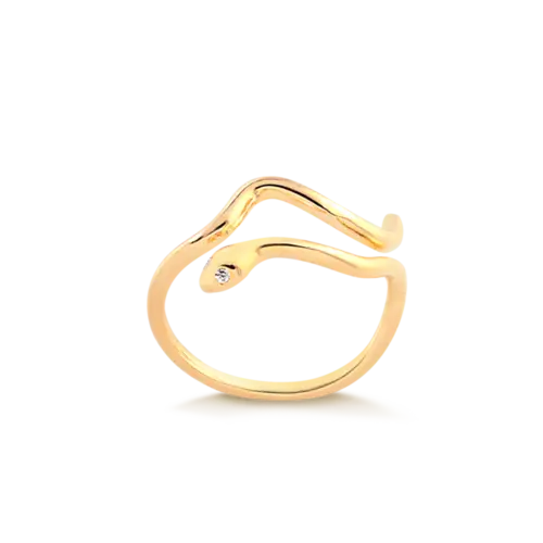Anel Cobra Zircônia Folheado a Ouro 18k