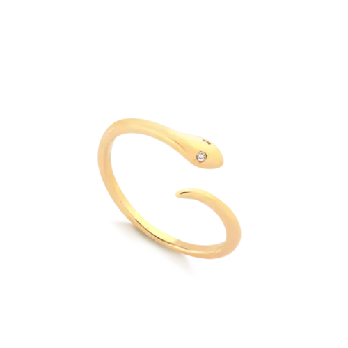 Anel Cobra Semiregulável Zircônia Folheado a Ouro 18k