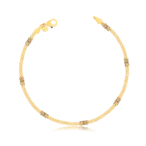 Pulseira Malha Fina Diamantada Lisa Folheada a Ouro 18k