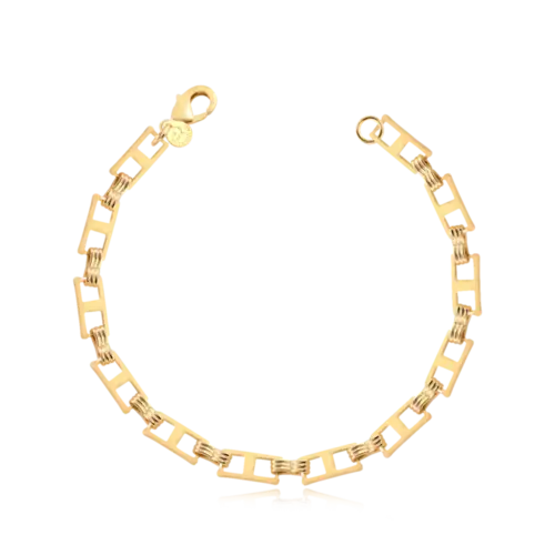 Pulseira Elos Retangulares Folheada a Ouro 18k