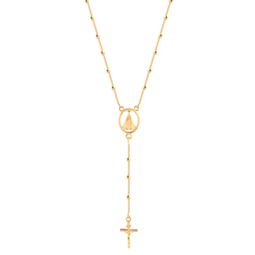 Gargantilha Terço Nsa Senhora Aparecida Folheada a Ouro 18k