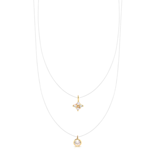 Gargantilha Nylon Dupla Ponto de Luz Folheado a Ouro 18k