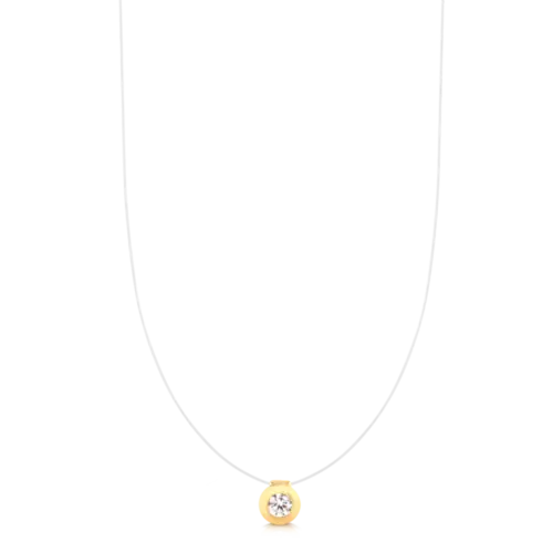 Gargantilha Nylon Ponto de Luz Redondo Folheado a Ouro 18k