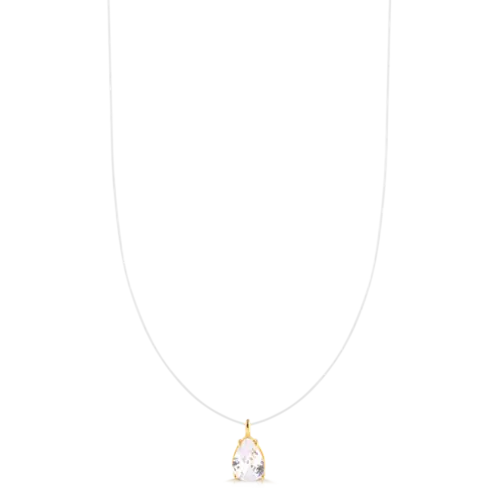 Gargantilha Nylon Zircônia Gota Folheada a Ouro 18k