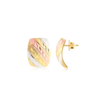 Brinco Curvado 3 Cores Folheado a Ouro 18k