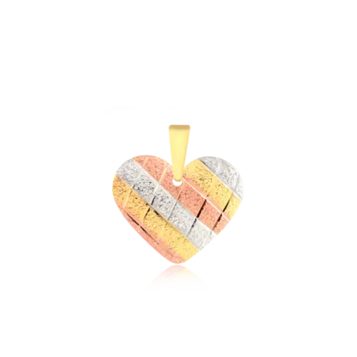 Pingente Coração 3 Cores Folheado a Ouro 18k