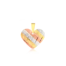 Pingente Coração 3 Cores Folheado a Ouro 18k