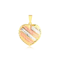 Pingente Coração 3 Cores Folheado a Ouro 18k