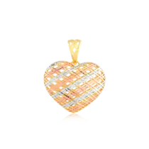 Pingente Coração Telado 3 Cores Folheado a Ouro 18k