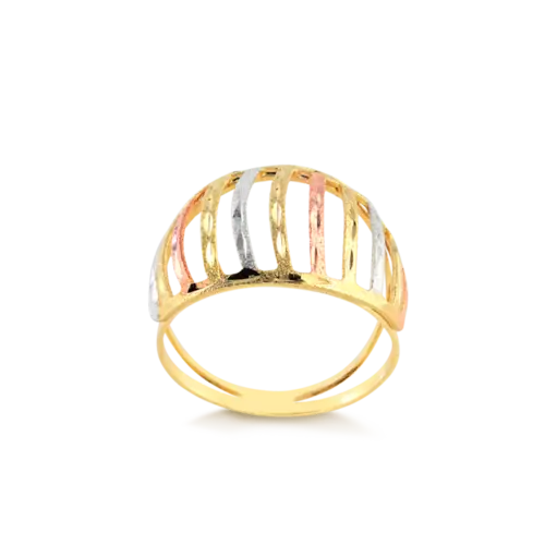 Anel Vazado 3 Cores Folheado a Ouro 18k