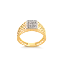 Anel Telado Quadrado Com Zircônias Folheado a Ouro 18k