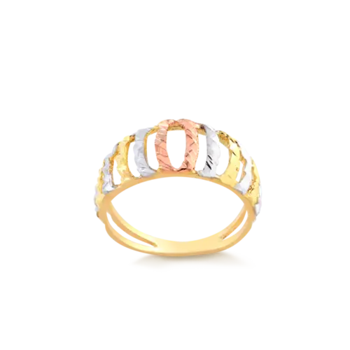 Anel Vazado 3 Cores Folheado a Ouro 18k