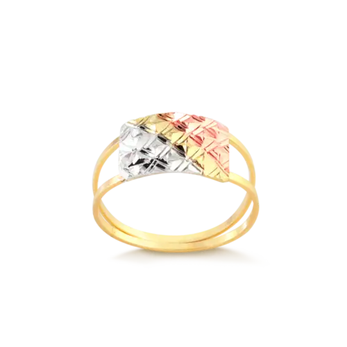 Anel Retangular 3 Cores Folheado a Ouro 18k