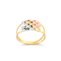 Anel Retangular 3 Cores Folheado a Ouro 18k