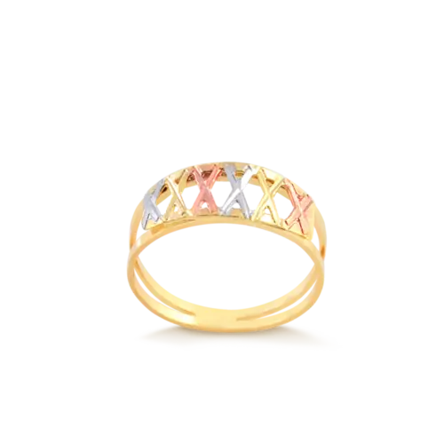 Anel Vazado 3 Cores Folheado a Ouro 18k