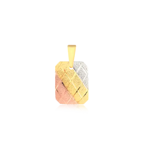 Pingente Retangular 3 Cores Folheado a Ouro 18k