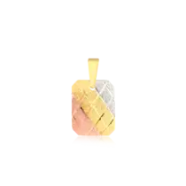 Pingente Retangular 3 Cores Folheado a Ouro 18k