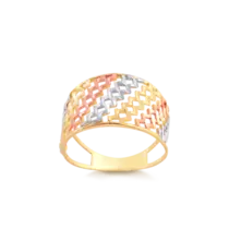 Anel Telado 3 Cores Folheado a Ouro 18k