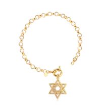 Pulseira Estrela de Davi Com Zircônia Folheada a Ouro 18k