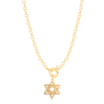 Gargantilha Estrela de Davi Com Zircônia Folheada a Ouro 18k