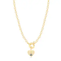 Gargantilha N. Senhora Aparecida Coração Elo Português 5mm Folheada a Ouro 18k