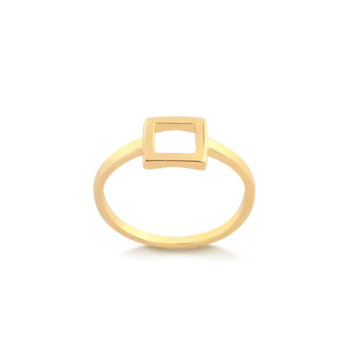 Anel Quadrado Vazado Folheado a Ouro 18k