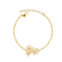 Pulseira Flores Com Zircônia Folheado a Ouro 18k