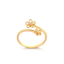 Anel Regulável Flores Com Zircônia Folheado a Ouro 18k