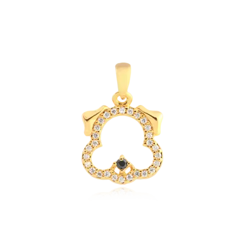 Pingente Cachorro Cravejado Com Zircônia Folheado a Ouro 18k
