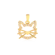 Pingente Gato Cravejado Com Zircônia Folheado a Ouro 18k
