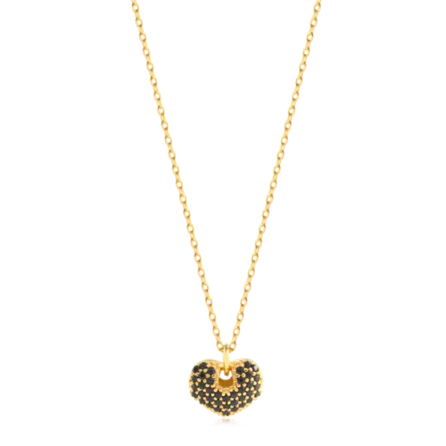 Gargantilha Coração 9x11mm Cravejado Com Zircônia Folheado a Ouro 18k