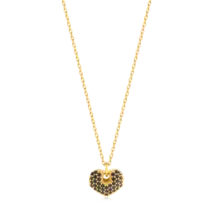 Gargantilha Coração 9x11mm Cravejado Com Zircônia Folheado a Ouro 18k