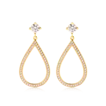 Brinco Gota Vazada Zircônia Ponto de Luz Folheado a Ouro 18k