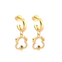 Brinco Cachorro Cravejado Com Zircônia Folheado a Ouro 18k