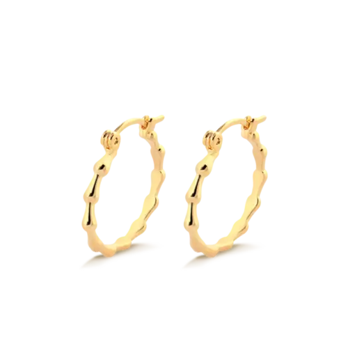 Argola Gotas Lisas 18mm Folheada a Ouro 18k