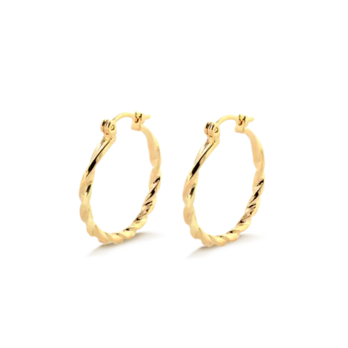 Argola Trançada 18mm Folheada a Ouro 18k