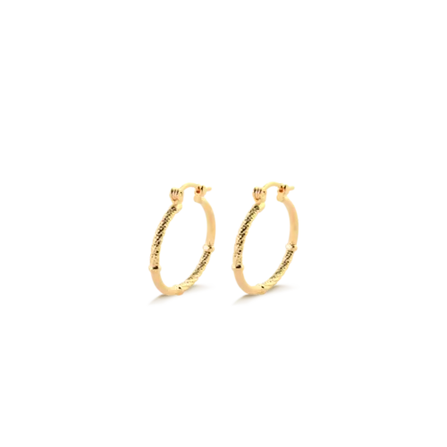 Argola Trabalhada 18mm Folheada a Ouro 18k