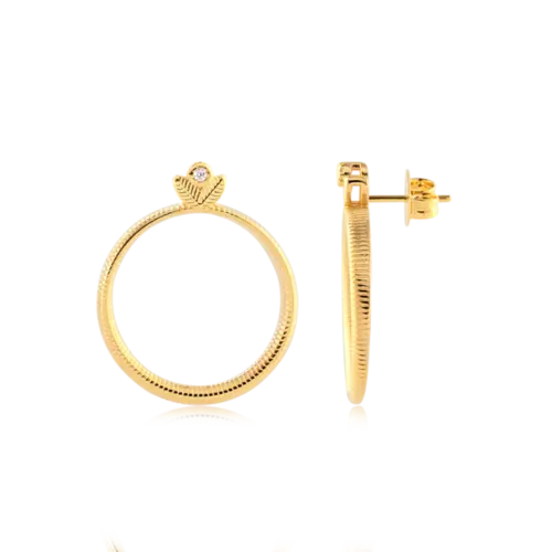 Brinco Círculo 18mm Zircônia Folheado a Ouro 18k