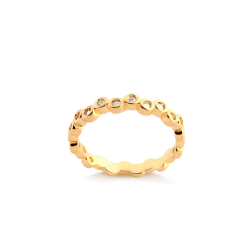 Anel Círculos Zircônias Folheado a Ouro 18k