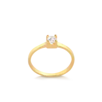 Anel Solitário Folheado a Ouro 18k