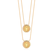 Escapulário Redondo São Bento Com Zircônia Folheado a Ouro 18k