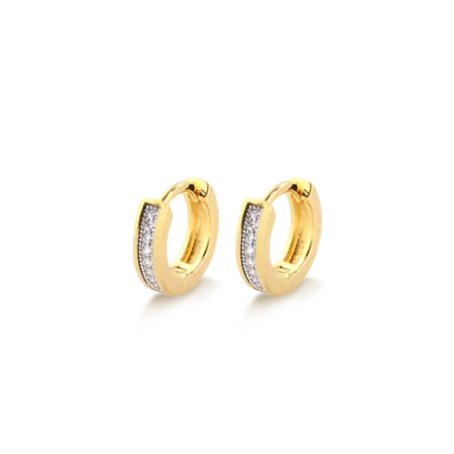 Argola Fileira de Zircônia Folheada a Ouro 18k